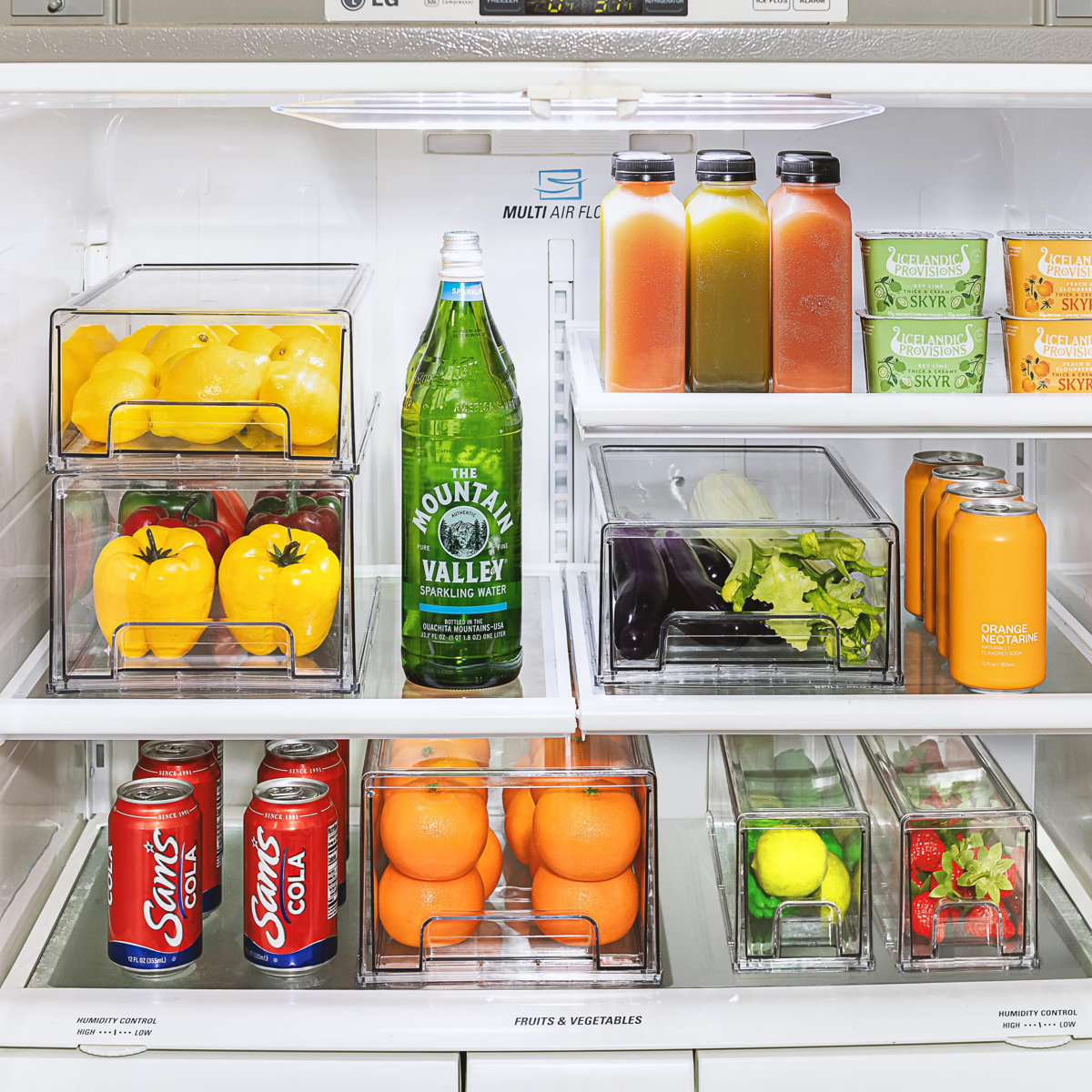 Sorbus Fridge Drawers - Clear Stackable Pull Out Refrigerator Organizer Bins - Food Storage Containers for Kitchen, Refrigerator, Freezer & Vanity (6 Pack | Extra Large)